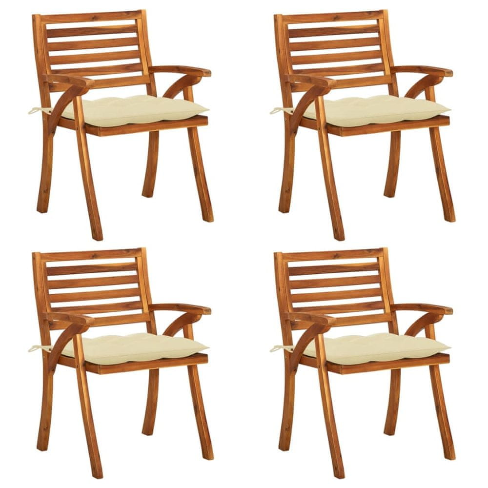 Vidaxl Záhradné stoličky so sedákmi 4 ks akáciový masív